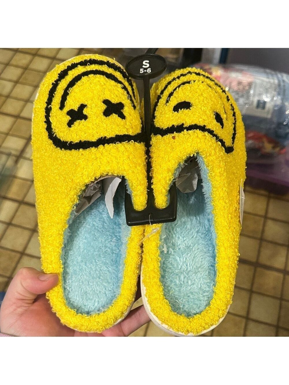 Cozy Yellow Smiley Face Womens Slippers - Picture 5 of 10